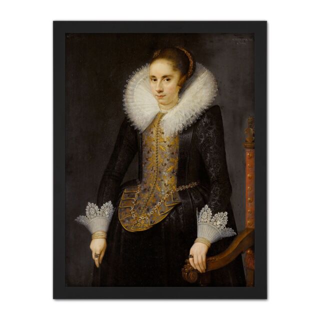 "Artery8 Wall Art Print Mesdach Portrait Of Catherine Fourmenois Painting Large Framed Wall Décor Art in Black - Size: W18"" x H24""" - image 1