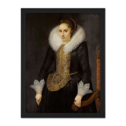 "Artery8 Wall Art Print Mesdach Portrait Of Catherine Fourmenois Painting Large Framed Wall Décor Art in Black - Size: W18"" x H24""" - thumbnail 1