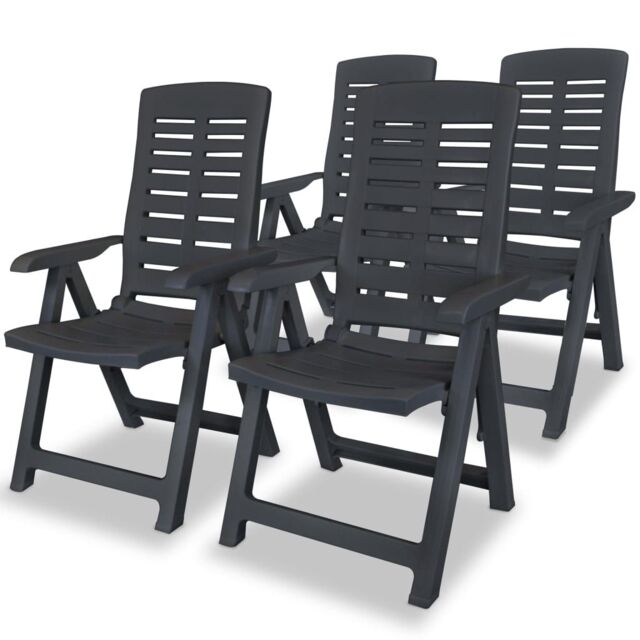 Berkfield Home Reclining Garden Chairs 4 pcs Plastic Anthracite in Black - image 1