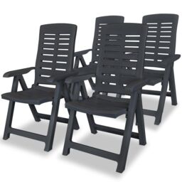 Berkfield Home Reclining Garden Chairs 4 pcs Plastic Anthracite in Black - thumbnail 1