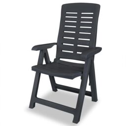 Berkfield Home Reclining Garden Chairs 4 pcs Plastic Anthracite in Black - thumbnail 3