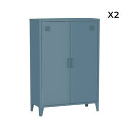 sweeek Set of 2 metal cabinets/wardrobes 2 doors L 75 x W 33 x H 110 cm in Grey - thumbnail 5