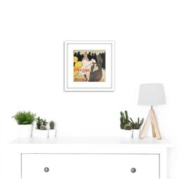 Artery8 Toulouse-Lautrec Dancer La Goulue Moulin Rouge Advert 8X8 Inch Square Wooden Framed Wall Art Print Picture with Mount in White - thumbnail 2