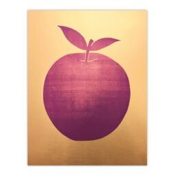 "Wee Blue Coo Wall Art Print Plum Apple On Gold Simple Colour Block Minimalist Kitchen Painting Poster - Size: W24"" x H32""" - thumbnail 1