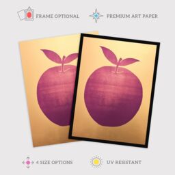 "Wee Blue Coo Wall Art Print Plum Apple On Gold Simple Colour Block Minimalist Kitchen Painting Poster - Size: W24"" x H32""" - thumbnail 2