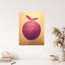 "Wee Blue Coo Wall Art Print Plum Apple On Gold Simple Colour Block Minimalist Kitchen Painting Poster - Size: W24"" x H32""" - thumbnail 4