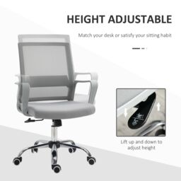 VINSETTO Ergonomic Office Chair Adjustable Height Breathable Mesh Swivel in Grey - thumbnail 4