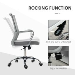 VINSETTO Ergonomic Office Chair Adjustable Height Breathable Mesh Swivel in Grey - thumbnail 5