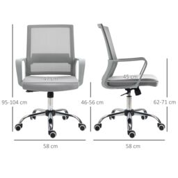 VINSETTO Ergonomic Office Chair Adjustable Height Breathable Mesh Swivel in Grey - thumbnail 3