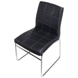 Wyld and Coco Set of 2 Black Faux Leather Conference Chairs with Chrome Legs - thumbnail 7