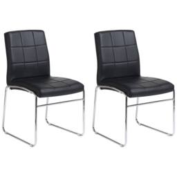 Wyld and Coco Set of 2 Black Faux Leather Conference Chairs with Chrome Legs - thumbnail 2