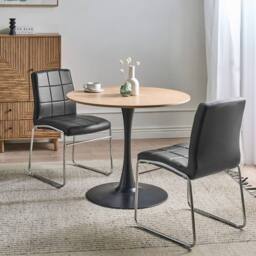 Wyld and Coco Set of 2 Black Faux Leather Conference Chairs with Chrome Legs - thumbnail 1