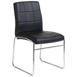 Wyld and Coco Set of 2 Black Faux Leather Conference Chairs with Chrome Legs - thumbnail 3