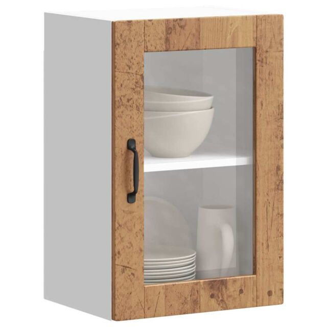 Berkfield Home Kitchen Wall Cabinet with Glass Door¬†Porto Old Wood in Brown - image 1