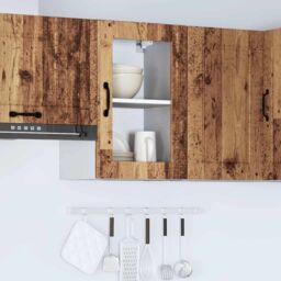 Berkfield Home Kitchen Wall Cabinet with Glass Door¬†Porto Old Wood in Brown - thumbnail 4