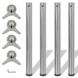 Berkfield Home 4 Height Adjustable Table Legs Brushed Nickel 710 mm in Silver