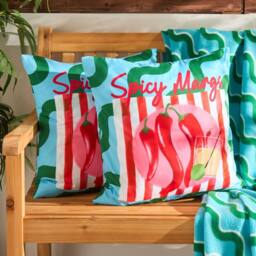 OHS 2 x Spicy Margs Garden Cushion Covers Outdoor Water Resistant - Size: 45 cm x 45 cm - thumbnail 1