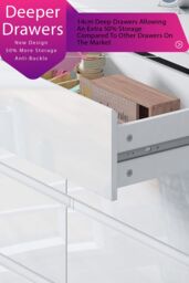 FWStyle Stora Gloss 8 Drawer Modern Chest Of Drawers Extra Deep Storage Space in White - thumbnail 5