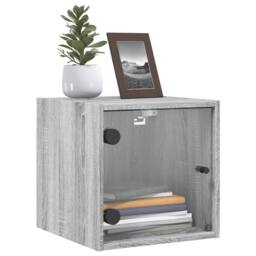 Berkfield Home Bedside Cabinets with Glass Doors 2 pcs Grey Sonoma 35x37x35 cm - Size: 35 x 37 x 35 cm - thumbnail 4