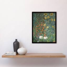 "Artery8 Farm Garden with Sunflowers Vintage Framed Wall Art Print Gustav Klimt in Green - Size: W12"" x H16""" - thumbnail 4