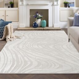 Desire Rugs Hamilton Modern Metallic Sheen Area Rug - Marble Inspired Design in Silver - Size: 160 cm x 230 cm - thumbnail 5