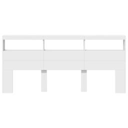 Berkfield Home Headboard Cabinet with LED White 220x17x102 cm - Size: 220 x 17 x 102 cm - thumbnail 6