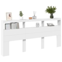 Berkfield Home Headboard Cabinet with LED White 220x17x102 cm - Size: 220 x 17 x 102 cm - thumbnail 5