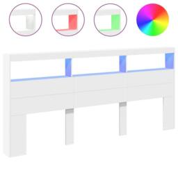 Berkfield Home Headboard Cabinet with LED White 220x17x102 cm - Size: 220 x 17 x 102 cm - thumbnail 3