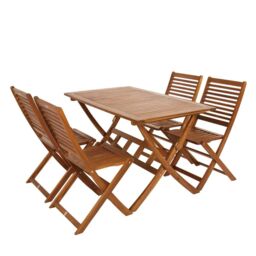 Charles Bentley Acacia Hardwood 5pc Garden Furniture Set - Table & 4 Chairs in Natural - thumbnail 5