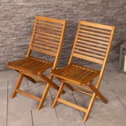 Charles Bentley Acacia Hardwood 5pc Garden Furniture Set - Table & 4 Chairs in Natural - thumbnail 4