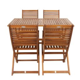 Charles Bentley Acacia Hardwood 5pc Garden Furniture Set - Table & 4 Chairs in Natural - thumbnail 6