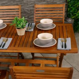 Charles Bentley Acacia Hardwood 5pc Garden Furniture Set - Table & 4 Chairs in Natural - thumbnail 2