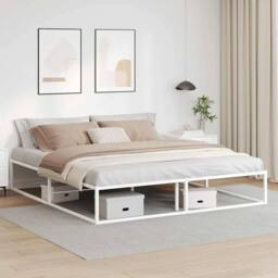 Berkfield Home Bed Frame without Mattress White 180x200 cm Super King Metal - thumbnail 2
