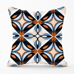 Warren Reed - Designer Brown & Blue Geometric Pattern Outdoor Cushion - Size: 45 cm x 45 cm - thumbnail 1