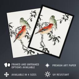 "Artery8 Crossbill Birds Japanese Vintage Japan Wall Art Print Kashu - Size: W12"" x H16""" - thumbnail 2