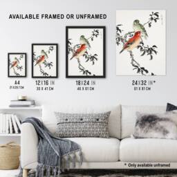 "Artery8 Crossbill Birds Japanese Vintage Japan Wall Art Print Kashu - Size: W12"" x H16""" - thumbnail 3