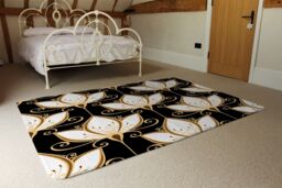 Benjamin Tate Design Black & Gold Floral Pattern Rug in Natural - Size: Large - thumbnail 3