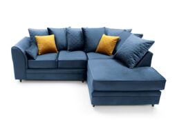 Abakus Direct Chicago Spill-Proof Velvet Right Hand Facing Corner Sofa in Dark Blue - thumbnail 5