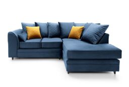 Abakus Direct Chicago Spill-Proof Velvet Right Hand Facing Corner Sofa in Dark Blue - thumbnail 2