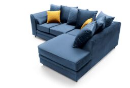 Abakus Direct Chicago Spill-Proof Velvet Right Hand Facing Corner Sofa in Dark Blue - thumbnail 6