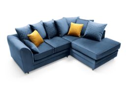 Abakus Direct Chicago Spill-Proof Velvet Right Hand Facing Corner Sofa in Dark Blue - thumbnail 4