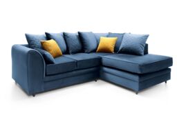 Abakus Direct Chicago Spill-Proof Velvet Right Hand Facing Corner Sofa in Dark Blue - thumbnail 3