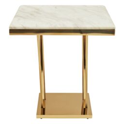 Orsina Stunning White Marble & Gold Side Table, Gold Polished Bedside Table, Square Shaped Table With Marble Top - thumbnail 4