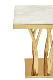 Orsina Stunning White Marble & Gold Side Table, Gold Polished Bedside Table, Square Shaped Table With Marble Top - thumbnail 5