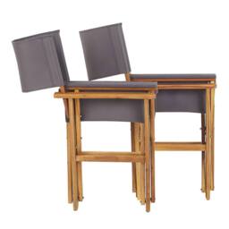 Wyld and Coco Folding Director's Chairs Set 2 Acacia Wood Light Oiled Finish in Green - thumbnail 9