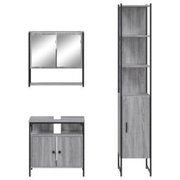 Berkfield Home 3 Piece Bathroom Furniture Set Grey Sonoma Engineered Wood - thumbnail 6