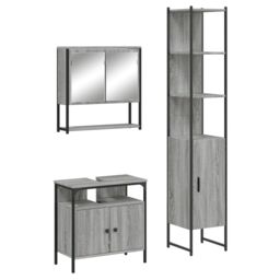 Berkfield Home 3 Piece Bathroom Furniture Set Grey Sonoma Engineered Wood - thumbnail 2