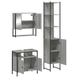 Berkfield Home 3 Piece Bathroom Furniture Set Grey Sonoma Engineered Wood - thumbnail 5