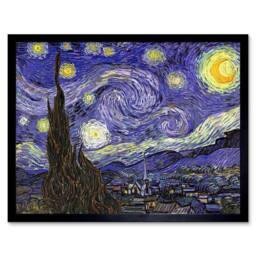 "Artery8 Vincent Van Gogh Starry Night Old Master Painting Framed Art Print in Blue - Size: W12"" x H16""" - thumbnail 1
