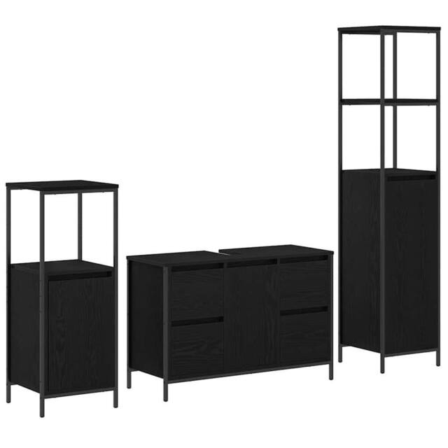 Berkfield Home 3 Piece Bathroom Furniture Set - Black Oak Engineered Wood - image 1